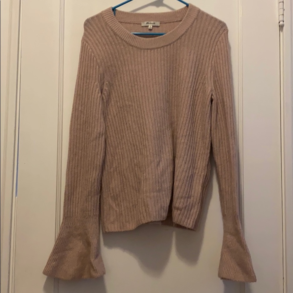 Madewell light pink flare sleeve sweater